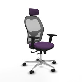 PIQUERAS Y CRESPO Silla de oficina Jorquera con mecanismo Sincro/Traslack, Tela Morado y Malla Gris