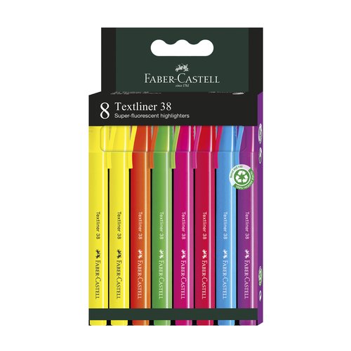 Faber-Castell Textliner 38 Pack de 8 Marcadores Fluorescentes Surtidos Faber-Castell Textliner 38 Pack de 8 Marcadores Fluorescentes Surtidos