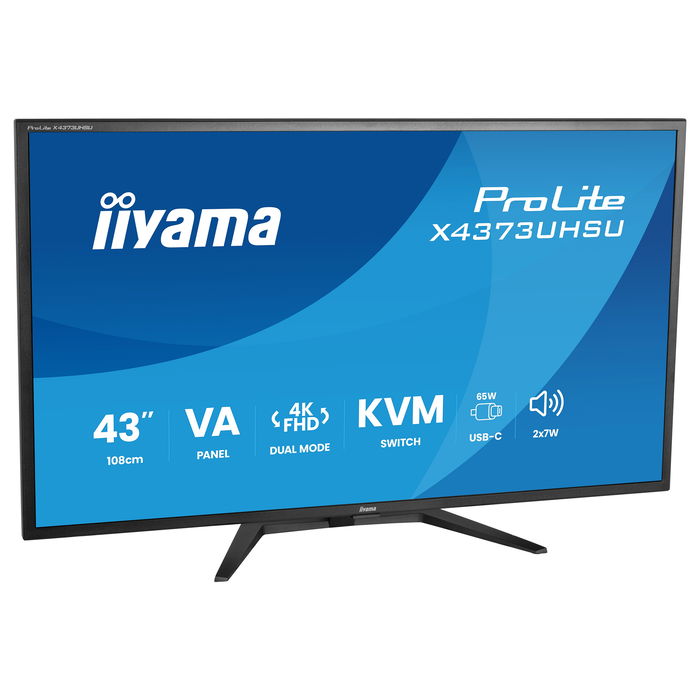 Iiyama ProLite X4373UHSU-B2 Monitor 43" (108 cm) 4K Ultra HD 3840x2160 VA, 60Hz, HDR10, USB-C 95W, Altavoces 14W, Negro