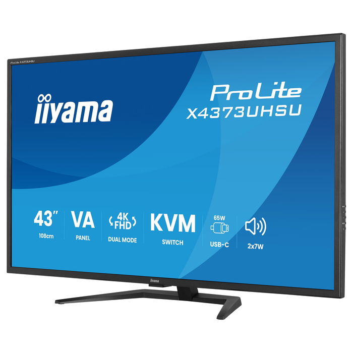 Iiyama ProLite X4373UHSU-B2 Monitor 43" (108 cm) 4K Ultra HD 3840x2160 VA, 60Hz, HDR10, USB-C 95W, Altavoces 14W, Negro