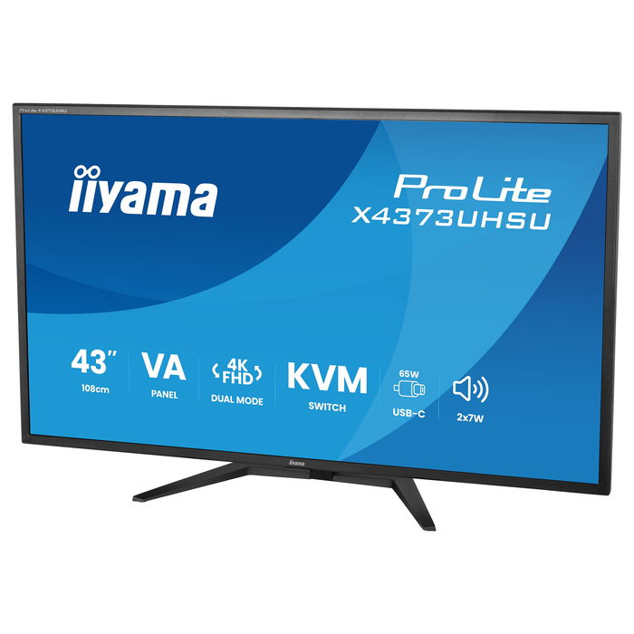 Iiyama ProLite X4373UHSU-B2 Monitor 43" (108 cm) 4K Ultra HD 3840x2160 VA, 60Hz, HDR10, USB-C 95W, Altavoces 14W, Negro