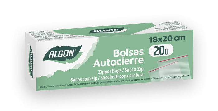Algon Set 20 Bolsas Autocierre 18x20 cm (24 Unidades)