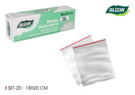 Algon Set 20 Bolsas Autocierre 18x20 cm (24 Unidades)