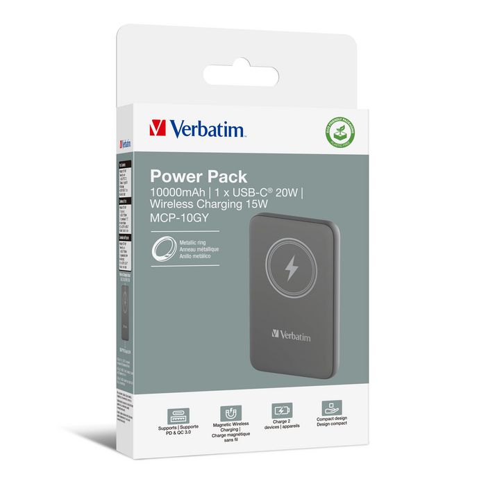 Verbatim Charge 'n' Go Magnetic WS 10.000 mAh Gris