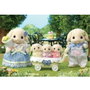 Sylvanian Families Familia Conejo Flora con 2 adultos, 3 trillizos y carrito