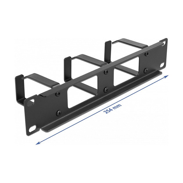 DeLOCK Panel de gestión de cables 10″ con 2 aberturas y 3 ganchos Negro