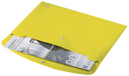 Leitz 46780015 Sobres Polipropileno Opaco A4 con Broche Boton Recycle Amarillo Capacidad 60 Hojas