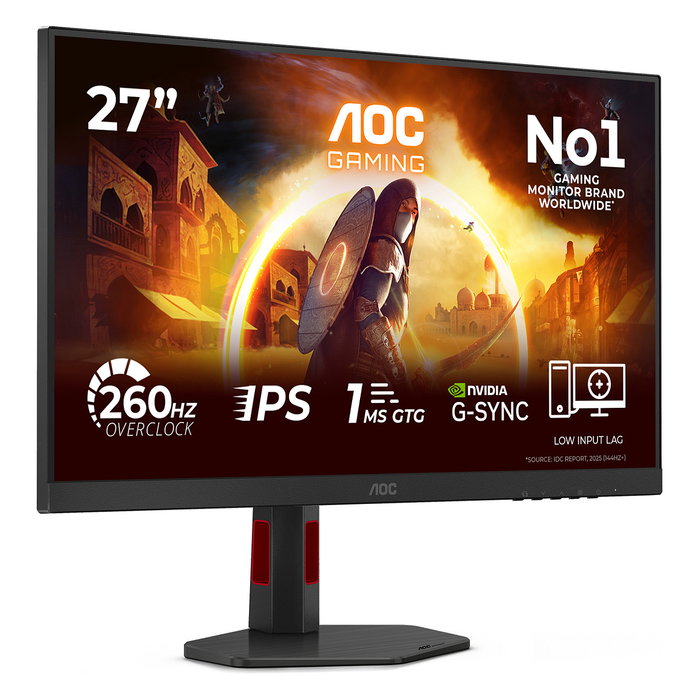 AOC 27G4ZR Monitor Gaming 27 pulg Full HD Fast IPS 260Hz OC 1ms GtG 0.3ms MPRT HDR10 Negro/Rojo