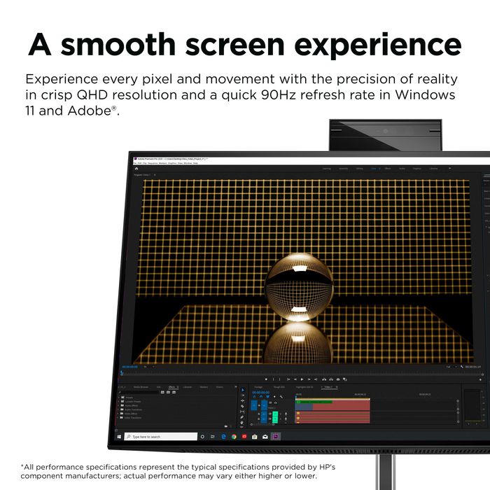 HP Z24m G3 Monitor 60,5 cm (23,8 Pulgadas) QHD USB-C 100W HDR 90 Hz con Webcam 5 MP, Altavoces y Micrófono Integrados - Pantalla sin Bordes para Conferencias y Creatividad