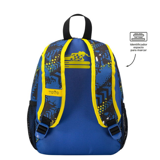 Totto Mochila Escolar Pequeña Coches de Carreras MJ04VLC001-2310-6J7S Azul 31x23x10 cm