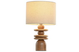 DKD Home Decor Lámpara Sobremesa Marron Crudo Hevea Lino 25 x 40 x 25 cm (2 Unidades)