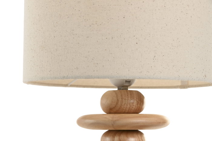 DKD Home Decor Lámpara Sobremesa Marron Crudo Hevea Lino 25 x 40 x 25 cm (2 Unidades)