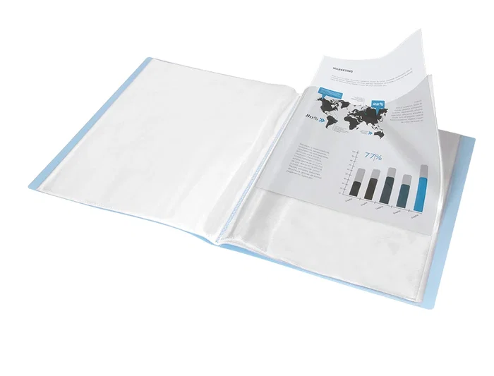 Liderpapel Carpeta Escaparate 40 Fundas Polipropileno DIN A4 Celeste Opaco