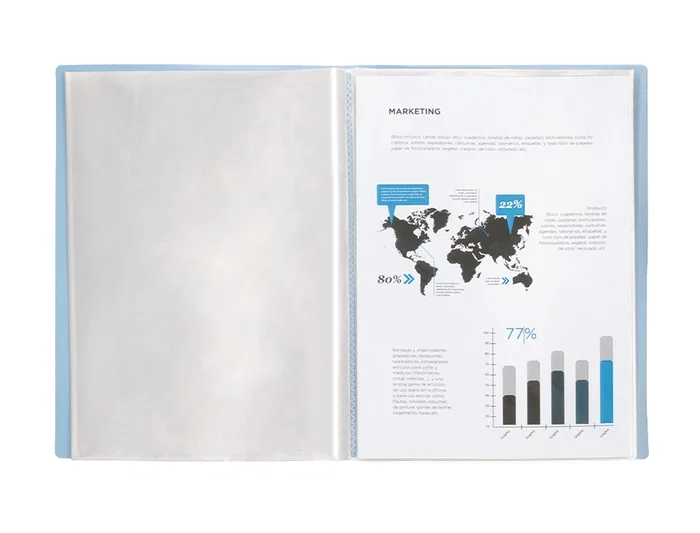 Liderpapel Carpeta Escaparate 40 Fundas Polipropileno DIN A4 Celeste Opaco