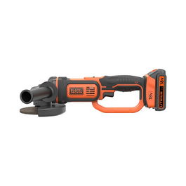 Black & Decker BCG720N - Amoladora Angular 125mm 18V, 8600 RPM, con Batería, Color Negro/Naranja