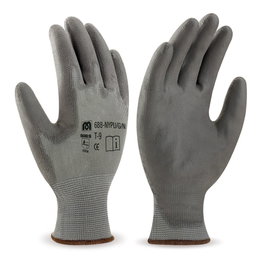 Marca Guante T-08 de Poliéster con Recubrimiento de Poliuretano Gris EN388 Talla 8