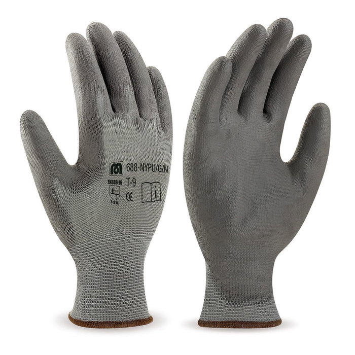 Marca Guante T-08 de Poliéster con Recubrimiento de Poliuretano Gris EN388 Talla 8 Marca Guante T-08 de Poliéster con Recubrimiento de Poliuretano Gris EN388 Talla 8