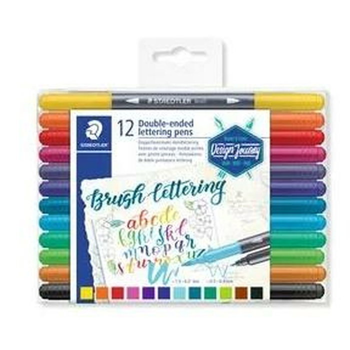 Staedtler Rotuladores Brush Lettering Doble Punta con Colores Surtidos, 12 Unidades