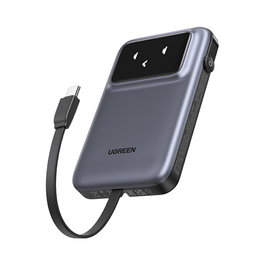 UGREEN PB511 Power Bank UNO 10000mAh 30W con Pantalla TFT, Carga Inalámbrica y por Cable USB-C/USB-A, Negro