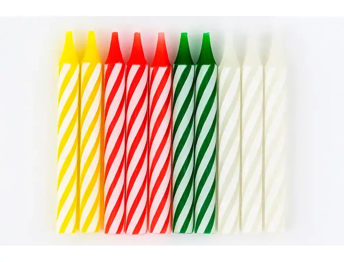 Blanca Velas de cumpleaños con soporte, 20 unidades colores surtidos