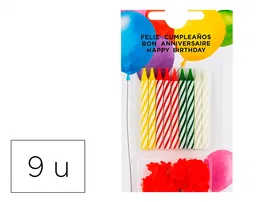 Blanca Velas de Cumpleaños con Soporte, Blíster 20 Unidades, Colores Surtidos