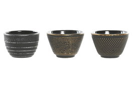 DKD Home Decor Vaso Oriental Negro Hierro Colado 8 x 5.5 x 8 cm (6 Unidades) 120ml