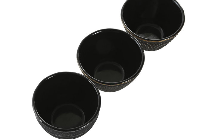DKD Home Decor Vaso Oriental Negro Hierro Colado 8 x 5.5 x 8 cm (6 Unidades) 120ml