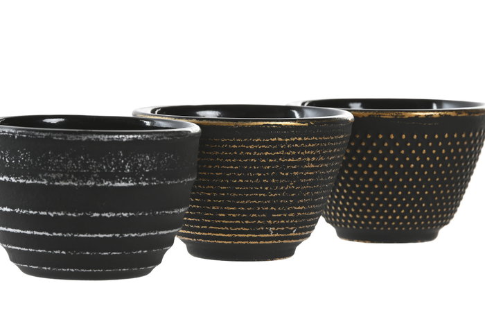 DKD Home Decor Vaso Oriental Negro Hierro Colado 8 x 5.5 x 8 cm (6 Unidades) 120ml