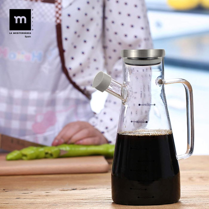 La Mediterran Aceitera Borosilicato con Tapa de Acero Inoxidable 900 ml (16 x 10.8 x 22.2 cm) (12 Unidades) La Mediterran Aceitera Borosilicato con Tapa de Acero Inoxidable 900 ml (16 x 10.8 x 22.2 cm) (12 Unidades)