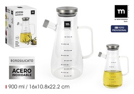 La Mediterran Aceitera Borosilicato con Tapa de Acero Inoxidable 900 ml (16 x 10.8 x 22.2 cm) (12 Unidades)