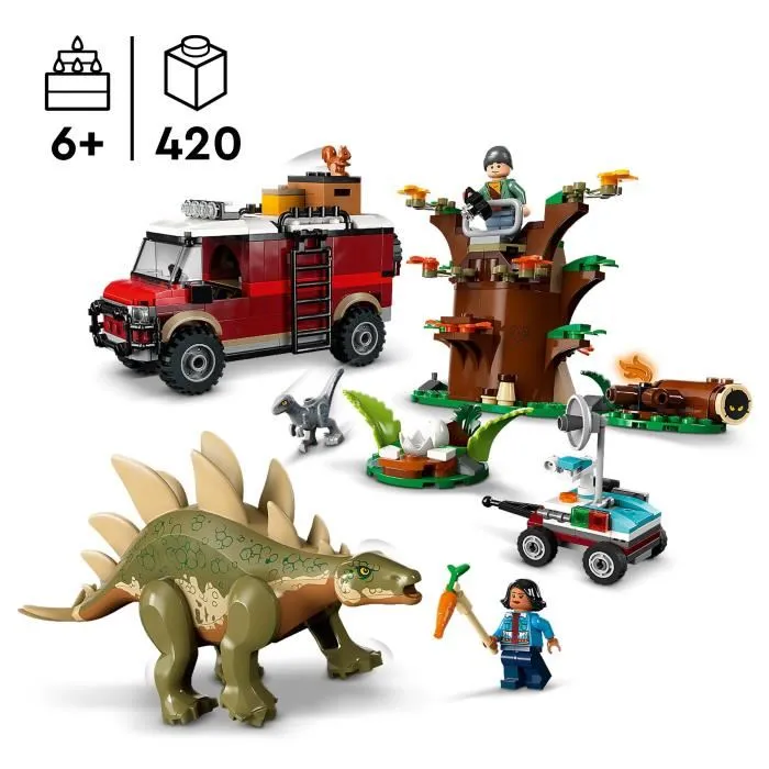 LEGO Jurassic World 76965 Misiones de Dinosaurios: Descubre el Estegosaurio, Juego Educativo