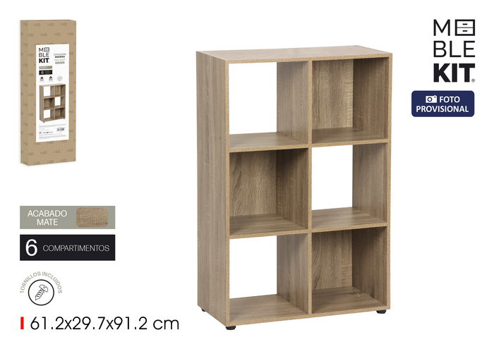 Inde Estantería Cubo con 6 Compartimentos, Mueble de Almacenamiento, Medidas 61.2 x 29.7 x 91.2 cm Inde Estantería Cubo con 6 Compartimentos, Mueble de Almacenamiento, Medidas 61.2 x 29.7 x 91.2 cm