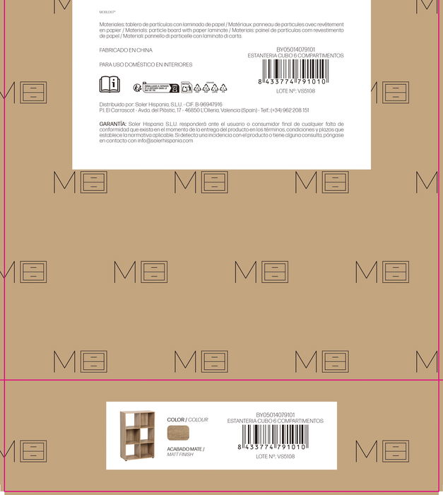 Inde Estantería Cubo con 6 Compartimentos, Mueble de Almacenamiento, Medidas 61.2 x 29.7 x 91.2 cm Inde Estantería Cubo con 6 Compartimentos, Mueble de Almacenamiento, Medidas 61.2 x 29.7 x 91.2 cm