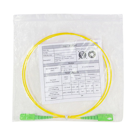 LogiLink Patch cord de fibra simplex OS2 SM G.657.A2 SC/APC a SC/APC, 1 m LogiLink Patch cord de fibra simplex OS2 SM G.657.A2 SC/APC a SC/APC, 1 m