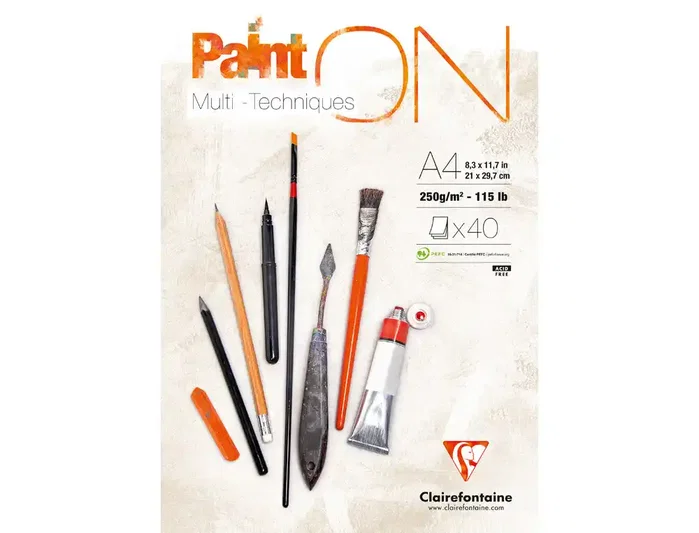 Clairefontaine Paint On Bloc de dibujo multitécnicas Din A4 40 hojas 250 g Clairefontaine Paint On Bloc de dibujo multitécnicas Din A4 40 hojas 250 g
