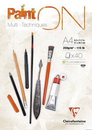 Bloc De Dibujo Clairefontaine Paint On Multitecnicas Encolado A4 250G 40H (Set de 4)