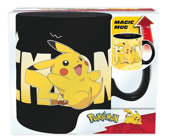 Abystyle Taza Pokémon Pikachu 460 ml - Cerámica Termocambiable, Cambia con Bebida Caliente, Tamaño King, Diseño de Color