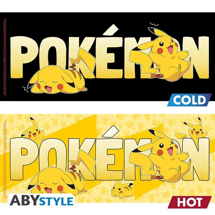 Abystyle Taza Pokémon Pikachu 460 ml - Cerámica Termocambiable, Cambia con Bebida Caliente, Tamaño King, Diseño de Color