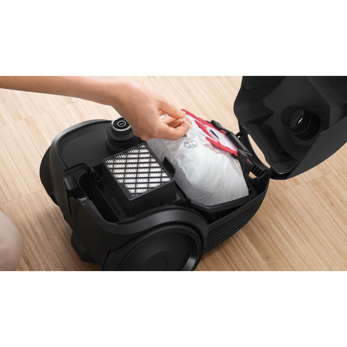 Bosch BGDS2CHAMP Serie 2 Aspiradora de Tambor con Bolsa, 600 W, 3,5 L, Negro