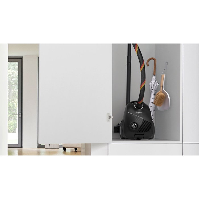 Bosch BGDS2CHAMP Serie 2 Aspiradora de Tambor con Bolsa, 600 W, 3,5 L, Negro