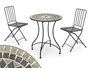 IBERGARDEN Set Mesa Mosaico Gris y 2 Sillas Forja Negra Metal Cerámica 100x30x65 cm