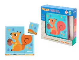 Imaginovo Puzle Infantil de Madera Cubos de Animales +24 Meses 15 Piezas 12 Patrones 22x22x6.4cm