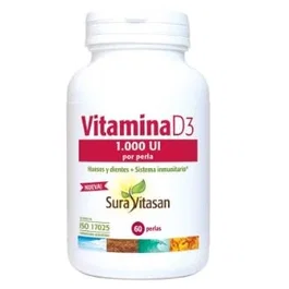Sura Vitasan Vitamina D3 1000 UI (25 µg) - 60 Perlas - Complemento alimenticio para huesos, músculos y sistema inmunitario