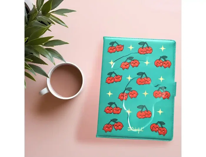 Wondee Funda Universal para Tablet 10.2'' con Diseño de Cerezas, Antideslizante y Giratoria 360°