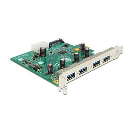 DeLOCK 89323 Tarjeta PCI Express x1 a USB 3.0, 4 Puertos Externos Tipo-A, 5 Gbit/s, para Windows 7