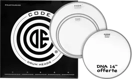 CODE Tom Pack Dna Standard Transparente (12,13,16" + Dna 14 ") Parches para Timbal con Tecnología GRIP-TIGHT Aro Ancho 48cm Alto 2cm Largo 48cm
