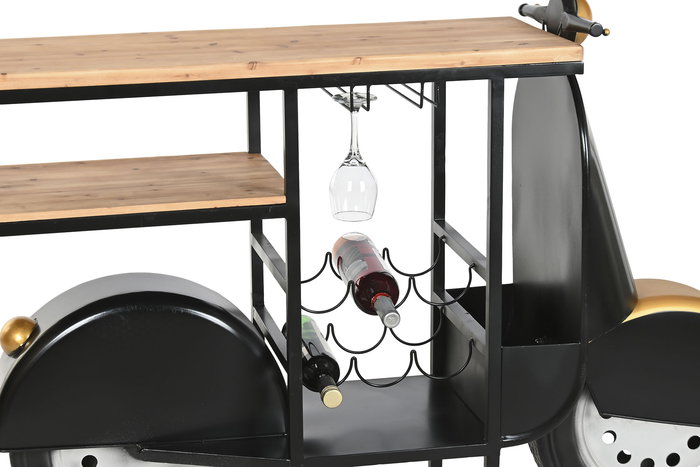 DKD Home Decor Botellero Negro Dorado Hierro Abeto 134 x 36 x 92 cm