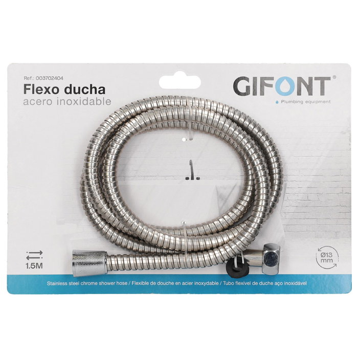 Gifont Flexo de ducha acero inoxidable cromado 1.5M Gifont Flexo de ducha acero inoxidable cromado 1.5M
