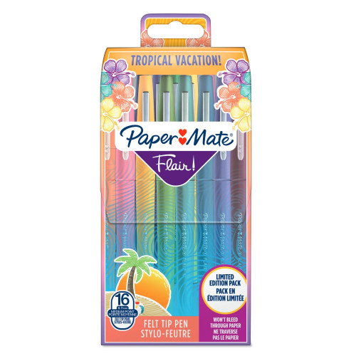 Papermate Flair Original Rotuladores de Punta de Fibra Tropical, 16 Unidades Surtidas Papermate Flair Original Rotuladores de Punta de Fibra Tropical, 16 Unidades Surtidas