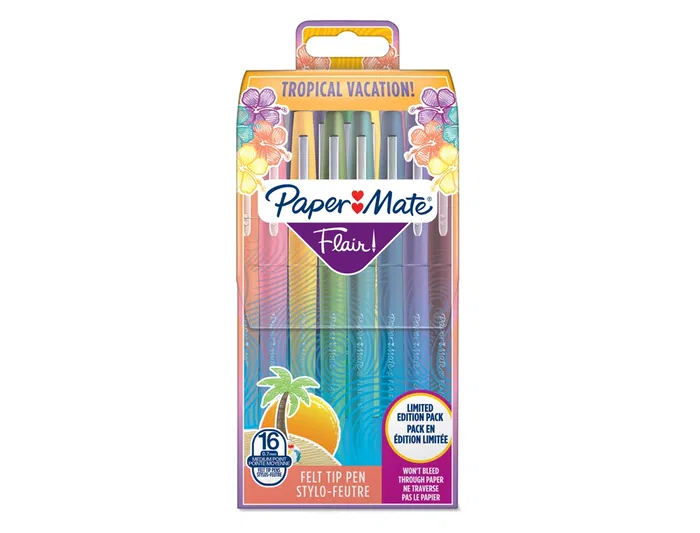 Papermate Rotulador Flair Original Punta Fibra Estuche Rigido 16 Unidades Colores Surtidos
